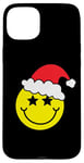 iPhone 15 Plus Yellow Smile Face Christmas Shirt Santa Hat Smiling Face Tee Case