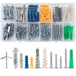 114 Assorted Plasterboard Screws and Wall Plugs Set, Cavity Fixings... 