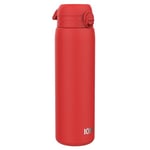 Ion8 Gourde Inox 1 Litre, Anti-Fuite, Facile à Ouvrir, Verrouillage Sécurisé, Lavable au Lave-Vaisselle, Poignée de Transport, Durable et Résistant aux Rayures, Acier Inoxydable, 1200ml, Rouge