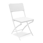 Relaxdays Chaise de jardin pliable pliante Chaise de camping BASTIAN en aspect rotin H x l x P: 82 x 44 x 50 cm, blanc