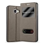 cadorabo Coque pour Samsung Galaxy A3 2016 en Marron Pierre - Housse Protection avec Stand Horizontal et Deux Fenêtres - Portefeuille Etui Poche Folio Case Cover