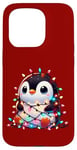 iPhone 15 Pro Christmas Penguin with Light Strings Clumsy Cute Entangled Case