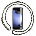 Tumundosmartphone Étui à pendentif transparent pour Samsung Galaxy S23 FE 5G avec cordon vert/doré