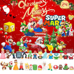 2023 Super Mario Julkalender Cartoon Figurer Figurer Dockor Leksaker 24 Dagar Jul Nedräkning Överraskning Blind Box Barn Present