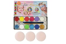 Eulenspiegel 212219 - Palette métal Princesse des glaces, 10 x 3,5 ml de peinture, 2 x paillettes, 2 pinceaux, vegan, couleurs de maquillage