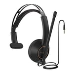 Nuroum HP11-S Headset with Microphone for Laptop, 270° Rotatable Boom Mic, 3.5mm to PC/Mac/Desktop for Zoom/Teams Calling/Conferencing, Single-Ear Headphone(Mono)