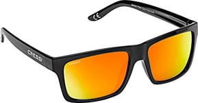 Cressi Bahia Floating Sunglasses Lunettes de Soleil de Sport Flottantes Polarisées Anti UV 100% Unisex-Adult, Noir/Verres Miroir Orange, Taille Unique