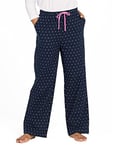 LAPASA Pantalon de Pyjama Femme 100% Flanelle de Coton Bas de Pyjama ou d'Intérieur Automne/Hiver L74 Bleu Marine à Pois (Flanelle) XS