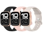 Meliya 3 Pièces Bracelet Compatible avec Bracelet Apple Watch Series 10 9 8 7 6 5 4 3 Ultra Ultra 2 SE SE2 Homme, Souple Silicone Bracelet de Remplacement avec Apple Watch 44mm 45mm 46mm 49mm 42mm