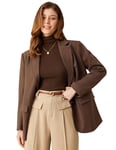 GRACE KARIN Robe Blazer Décontractée Femme avec Ceinture Revers Manches Longues Manteau Marron XL Hiver