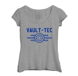 T-Shirt Femme Col Echancré Vault-Tec Geek Jeux Video Dystopie Science Fiction