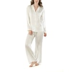 Damella Woven Silk Plain Pyjamas Set Elfenben silke Small Dame