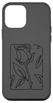 Coque pour iPhone 12 mini Rose noire abstraite dessin minimaliste Line Art