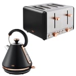 Tower Cavaletto Pyramid Kettle & 4 Slice Toaster Kitchen Set (Black)