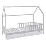 Lit cabane avec 2 tiroirs Cocon Doux 90x190 Blanc - Laïba Kids