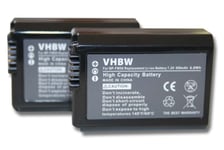 vhbw 2x batterie remplace Sony NP-FW50 pour appareil photo DSLR (950mAh, 7,2V, Li-Ion) avec puce d'information