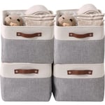 Ikodm - paniers de rangement pliables en tissu cationique robuste et pliable avec poignées pour étagère pour chambre d'enfant ou penderie (Gris et