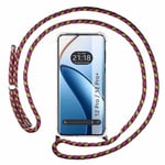 Tumundosmartphone Étui pendentif transparent pour Realme 12 Pro 5G / 12 Pro Plus 5G avec cordon rose/doré