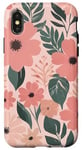 Coque pour iPhone X/XS Orange 70s Retro Floral Pêche Fleurs Rose Groovy Meadow