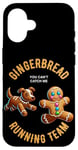 iPhone 16 Funny Gingerbread Man Running Team Christmas Xmas Dog Case