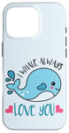 Coque pour iPhone 16 Pro Jeu de mots drôle de baleine "I Whale Always Love You" mignon