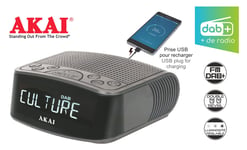 RADIO-RÉVEIL FM/DAB+ ET USB DE CHARGE - Akai - Noir