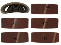 Lot de 20 bandes abrasives en tissu mélangé pour ponceuse à bande 75 x 457 mm...