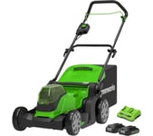 GREENWORKS GWG24X2LM41K2X Cordless Rotary Lawn Mower with 2 batteries - Black & Green