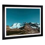 Big Box Art Framed Print of Landscape Moon Above The Mountains Design | Wall Art Picture | Home Decor for Kitchen, Living Room, Bedroom, Hallway, Black, A2 / 24.5x18 Inch / 62x45cm