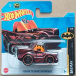 HOT WHEELS 2023 CLASSIC TV SERIES BATMOBILE, BLACK/ORANGE, SHORT CARD.