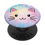 Pastel Cat Cell Phone Grip Cute Kawaii Cat Face Rainbow Cat PopSockets Adhesive PopGrip