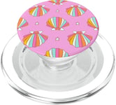 Cute Seashells Ocean Bright Rainbow on Pink PopSockets PopGrip for MagSafe