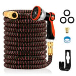 Expandable Garden Hose Pipe, Upgraded 3-Layer Latex No-Kink Flexible Water Hose, 3/4"&1/2" Metal Connectors, 10 Function Spray Nozzle 100ft/30m