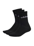 adidas Sportswear Unisex 3 Pack Cushioned Linear Crew Socks - Black, Black, Size M, Men