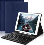 Étui Clavier Pour Ipad 9.7"" Ipad 6ème/5ème Génération 2018/2017,Ipad Air 2/1,Ipad Pro 9.7 Coque Clavier Azerty Français Bluetooth Amovible Avec Fente Pour Stylo,Bleu