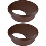 2x Passe câble bureau table fil diamètre 70mm encastrable Cordon Prise Ordinateur Ecran Accessoire Ameublement Pratique, marron foncé