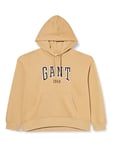 GANT Women's Rel Logo Hoodie Hooded Sweatshirt , Dark Khaki,M