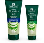 Aloe Pura Organic Aloe Vera Gel with Vitamins A,C & E 200ml & Aloe Vera Gel 100