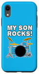 Coque pour iPhone XR Mon fils rocks, batterie batteur musicien fête des pères