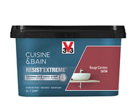 V33 Peinture multi-supports monocouche Cuisine & Bain Resist'Extrême® Satin, Rouge Carmen, 2L