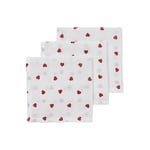 Meyco heart Rylekluter 3-pk Sweet red 30 x 30 cm