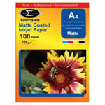 Sumvision 128GSM Inkjet Printer Photo Matte Coated A4 Paper 100 Sheets Pack UK