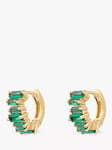 Wanderlust + Co Jagged Baguette Cubic Zirconia Baby Huggie Hoop Earrings, Gold/Green