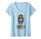 Womens Thirty & Fabulous Sugar Skull Mom 30th Birthday V-Neck T-Shirt