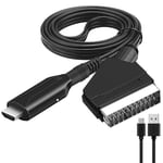 Scart till HDMI-kabelkonverter, Scart till HDMI-konverter, Scart HDMI-adapter med USB och HDMI-kabel, Scart-ingång HDMI-utgång Video Audio