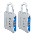 Lock Resettable Combination Locker Lock, Lock for Gym and School Lockers, Blue, 2 Pack, 653BLUE