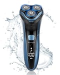 Gifts for Him Electric Shavers Men-Wet and Dry Rechargeable Mens Rotary Razor with Pop-up Trimmer Cordless IPX7, 100-240V Worldwide Shaver for Men with LCD Display & Travel Lock