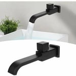 G1 / 2 Robinets Muraux Modernes en Laiton Salle de Bain Robinetterie Mural Monotrou Robinet D'eau Froide pour Cuisine Bain Lavabo Évier Noir Mat