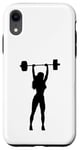 Coque pour iPhone XR Silhouette Femme Overhead Pressing a Barbell