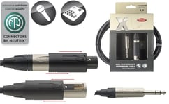 Äänikaapeli Stagg Neutrik 6.35mm Jack TRS - XLR 3m (kaksinkertainen XLR-liitin)